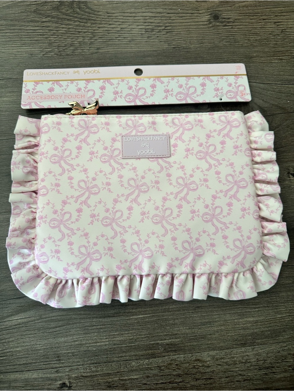 LoveShackFancy Pink Ruffled Accessory Pouch - Picture 2 of 5